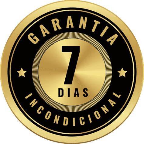 Selo dourado de 7 dias de garantia incondicional de satisfação.